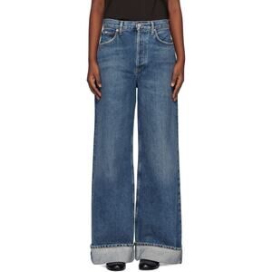 Agolde Dame Jeans Women’s Size 24 Wide Leg Button Fly Dark Wash High Rise